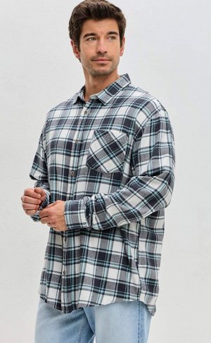 Рубашка Описание: Рубашка F521-0460 beige-blue. Цвет: серый,  белый. Состав: 100% хлопок. Бренд: Fine Joyce. Страна: РОССИЯ. Пол: муж. Уход за изделием: Стирка 30