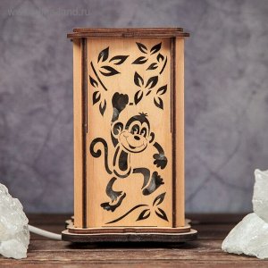 Соляной светильник "Панда", малый, 15 x 10 см, деревянный декор