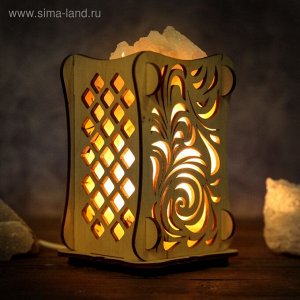 Соляной светильник "Листья", 9 х 14 см, деревянный декор