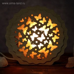 Соляной светильник "Бабочки", 16 x 15 х 6 см, деревянный декор