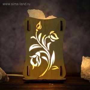 Соляной светильник "Розы", 9 х 14 см, деревянный декор