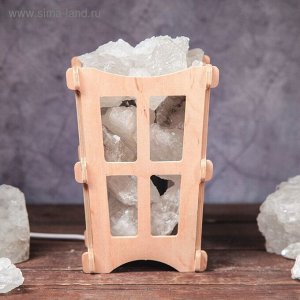 Соляной светильник "Окна", корзина, 10 х 10 х 15 см, 2 кг, белый, деревянный декор