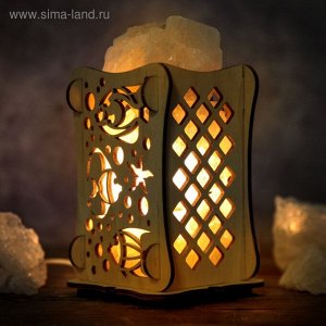 Соляной светильник "Рыбы", 9 х 14 см, деревянный декор