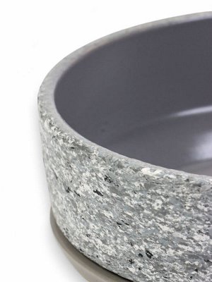 Горшок для цветов «Бонсай», для кактусов и суккулентов, 2 л, d=22 см, h=7 см, керамика, с поддоном, серый