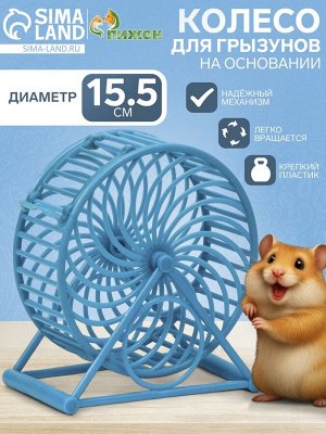 Колесо для грызунов на основании, пластик, 12,5 см, голубое