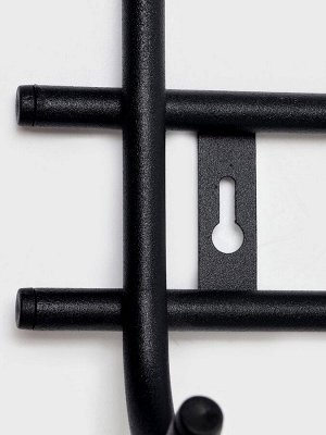 Вешалка настенная с полкой «Комфорт 7», 7 крючков, 61x20x8 см, чёрная