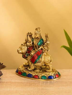 Сувенир "Дурга на тигре" латунь 6,5х10,5х11,5 см