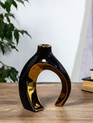Ваза «Лари», набор 2 шт., 22x20 см, d=4 см, керамика, чёрная