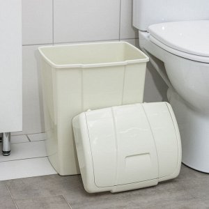 Контейнер для мусора, 23 л, с крышкой, пластик, серебристый, ФОРТЕ
