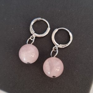 Серьги бижутерия висячие Розовый Кварц