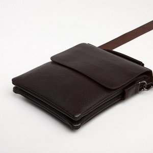Сумка планшет мужская TEXTURA, 2 отдела на молнии, наружный карман, коричневая
