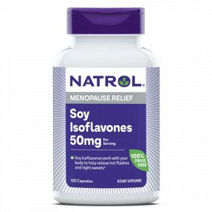 Natrol Soy Isoflavones, 50мг, 60 капсул — поддержка женского здоровья при менопаузе