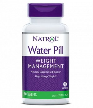 Natrol Water Pill, 60мг, 60 таблеток — мягкий натуральный диуретик для снижения отёков и контроля веса