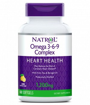 Natrol Omega369 Complex, 60 капсул — сбалансированная поддержка сердца, мозга, кожи и иммунитета