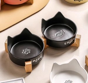 Миски Ушки двойные, керамика, с подставкой