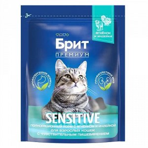 Brit Premium д/кош Sensitive чувств.пищ Ягненок/Индейка 400г