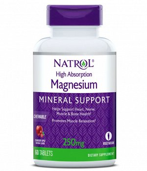Natrol High Absorption Magnesium, 60 жевательных таблеток