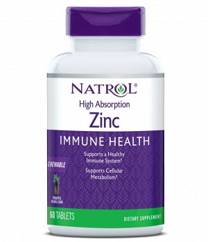 Natrol High Absorption Zinc 7,5мг, 60 жевательных таблеток