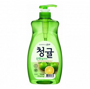 CJ LION Средство для мытья посуды, фруктов, овощей "BLENDING GreenTangerine Зелёный мандарин" 1000гр насос /12шт/