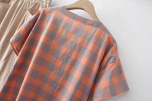 Клетчатая футболка с короткими рукавами, черный