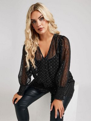 Блузка Yours Curve London с металлизированной гофрированной манжетой