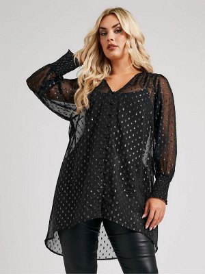 Блузка Yours Curve London с металлизированной гофрированной манжетой