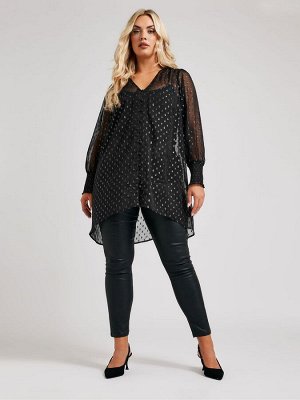 Блузка Yours Curve London с металлизированной гофрированной манжетой
