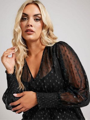 Блузка Yours Curve London с металлизированной гофрированной манжетой