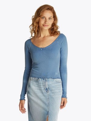 Футболка Tommy Jeans Slim с V-образным вырезом и длинным рукавом