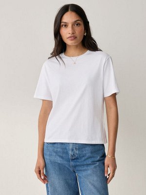 Белая футболка Abercrombie & Fitch с коротким рукавом, свободный крой, 100% хлопок