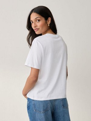 Белая футболка Abercrombie & Fitch с коротким рукавом, свободный крой, 100% хлопок