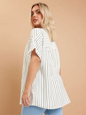 Белая блузка Yours Curve Stripe с вырезом-стойкой