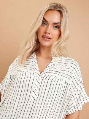 Белая блузка Yours Curve Stripe с вырезом-стойкой