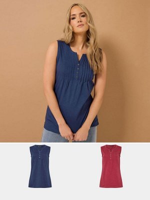 Футболки без рукавов Sally Long Tall, 100% хлопок, синие, 2 шт.