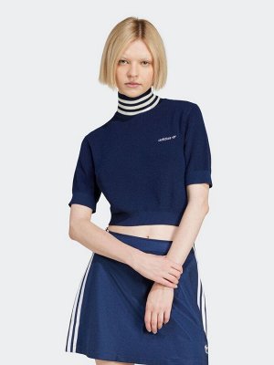Футболка adidas Originals Crop Turtle Neck из 100% хлопка с индигово-синим принтом