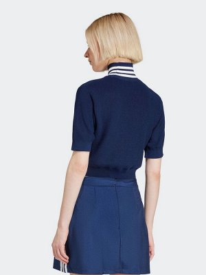 Футболка adidas Originals Crop Turtle Neck из 100% хлопка с индигово-синим принтом