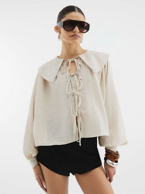 Блузка River Island с завязкой спереди и большим воротником