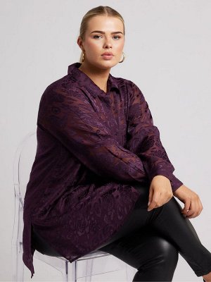 Фиолетовый - рубашка с цветочным принтом Yours Curve London Burnout