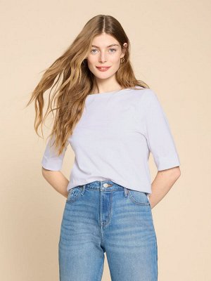 NEXT. Футболка Off White - White Stuff Sydney с вырезом-лодочкой, 100% хлопок
