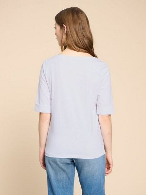 NEXT. Футболка Off White - White Stuff Sydney с вырезом-лодочкой, 100% хлопок