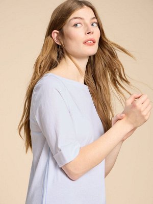 NEXT. Футболка Off White - White Stuff Sydney с вырезом-лодочкой, 100% хлопок