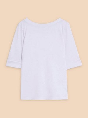 NEXT. Футболка Off White - White Stuff Sydney с вырезом-лодочкой, 100% хлопок