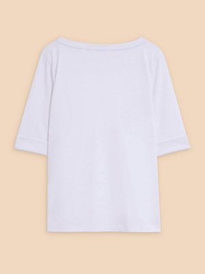 NEXT. Футболка Off White - White Stuff Sydney с вырезом-лодочкой, 100% хлопок