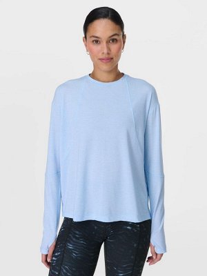 Синий - топ с длинными рукавами Sweaty Betty Soft Flow Studio