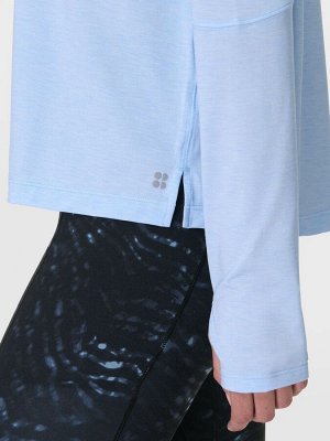 Синий - топ с длинными рукавами Sweaty Betty Soft Flow Studio