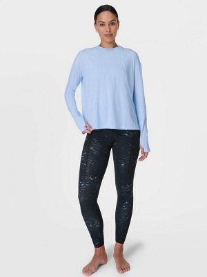 Синий - топ с длинными рукавами Sweaty Betty Soft Flow Studio