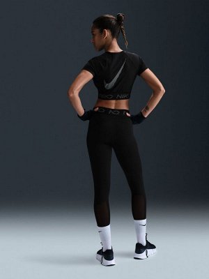 Черный — укороченный топ с коротким рукавом Nike Pro Dri-FIT с графикой
