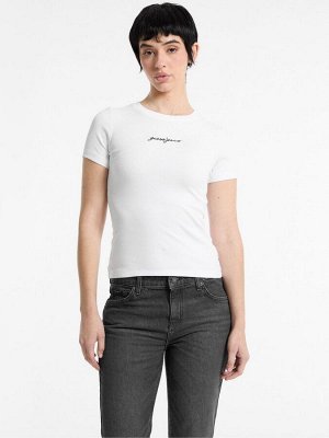 Белая футболка Guess Jeans Slim Fit из 100% хлопка с ребристым логотипом для малышей