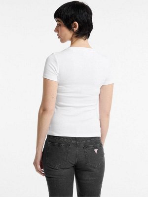 Белая футболка Guess Jeans Slim Fit из 100% хлопка с ребристым логотипом для малышей