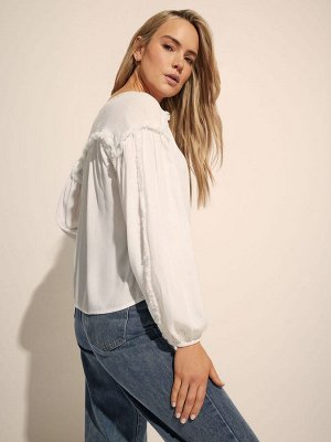 Длинная блузка Sally с необработанным краем и завязкой на шее